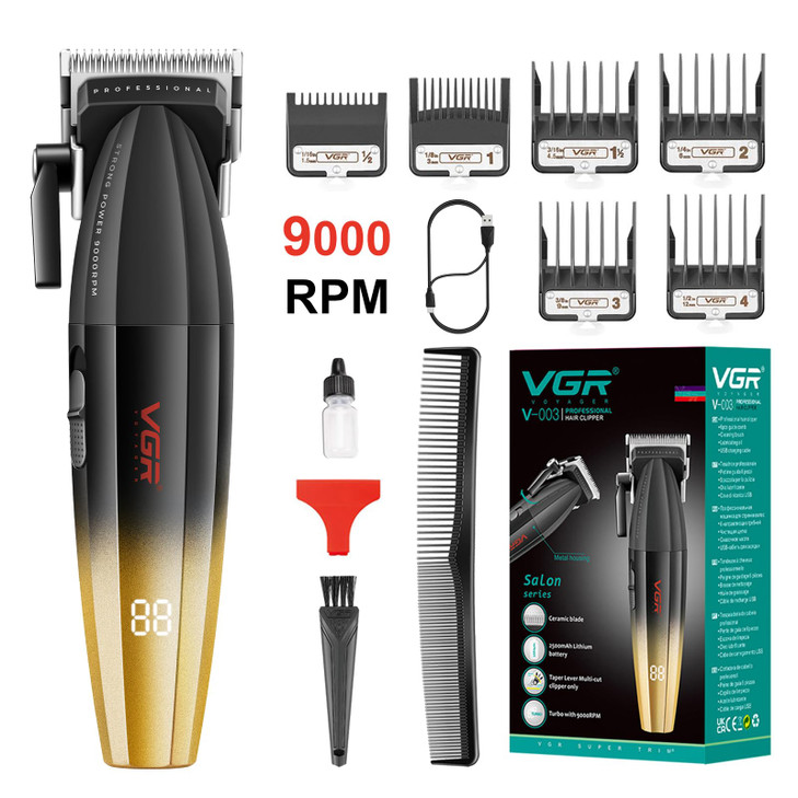 VGR 003 Fresh Fade Hair Clipper Professional Hair Trimmer CordCordless Rechargeable Hair Cutting Tools with LED Display