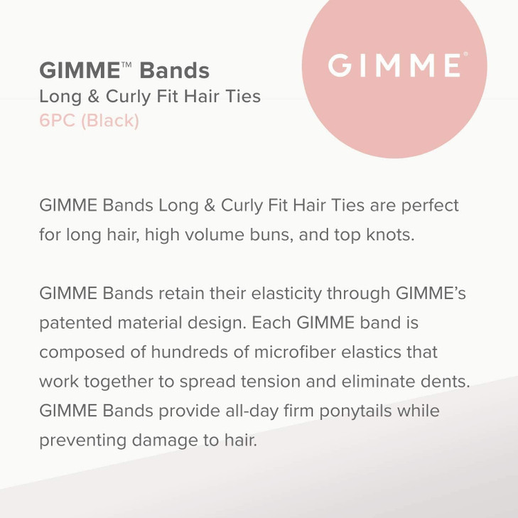 Gimme Beauty Long Curly Fit Hair Ties Black Onyx Damage Free Hair Ties Seamless Microfiber Elastics Long Curly Hair Acce