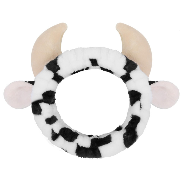 Huachi Cow Hairband for Washing Face Soft Microfiber Spa Headband for Women Girls Cute Animal Print Facial Cleansing Hea