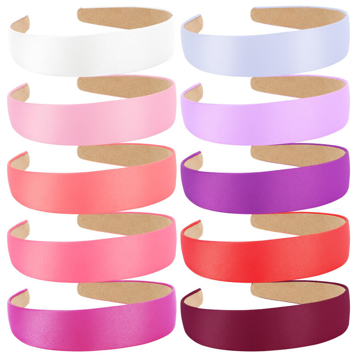 Wecoe 10pcs Satin Hairband 13 Inch Wide Headbands for Women and Girls Non Slip Fashion Hair Accessories Diy Holiday Hair