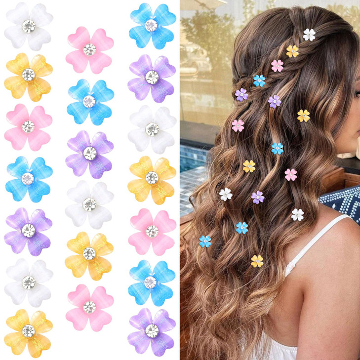 Wecoe Hair Clips Set 20 Pcs Cute Bling Hair Accessories for Kids Toddlers Girls Women White Yellow Purple Pink Blue Mini