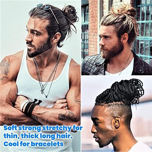 79style 60Pcs Elastic Hair Accessories Knotted Fabric Ribbon Ponytail Holders For Mens Buns and Long Hair NoPull Hair Ba
