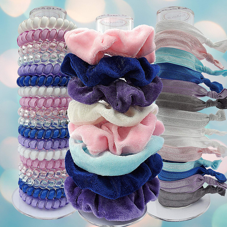 Joyora Clear Acrylic Scrunchie Holder Stand Hair Tie Organizer Tower for Scrunchies Spiral Hair Coils Bracelets Holds 24