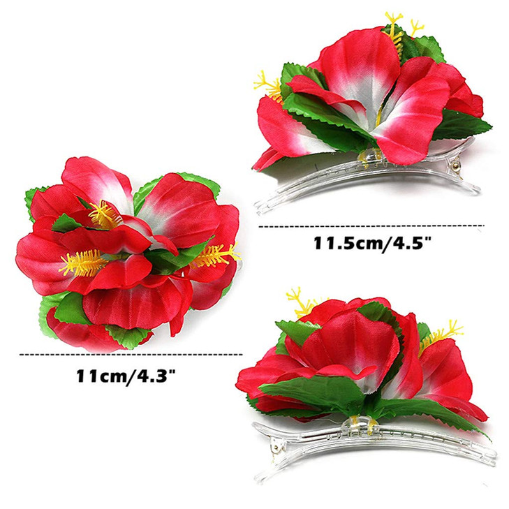 ALIMITOPIA Hawaiian Flower Hair Clip 8pcs Medium Size Fabric Artificial Tropical Flower Hairpin Barrette Hair Accessorie