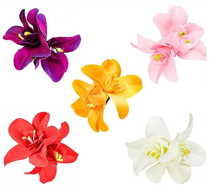 ALIMITOPIA Flower Hair Clip Bohemia Hawaiian Fabric Artificial Orchid Flower Hairpin Barrette Headdress Bobby Pins Headw