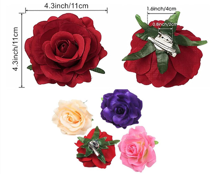 ALIMITOPIA Flower Hair Clip Fabric Artificial Rose Flower Hairpin Barrette Brooch Headdress Bobby Pins Headwear Hair Acc