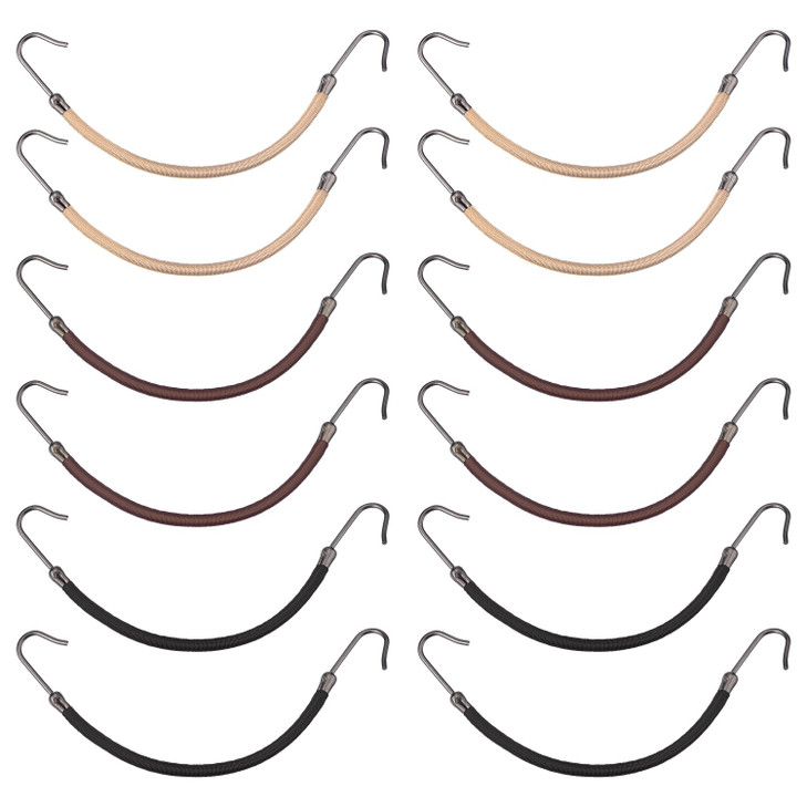 Hotop 15 Pieces Elastic Hook Hair Tie Styling Ponytail Holder Hooks Cord for Long Curly Hair Black Brown Apricot