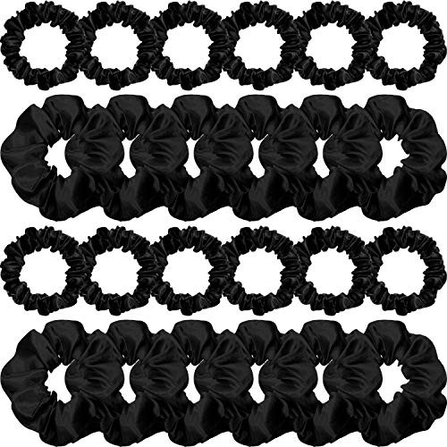 WILLBOND 24 Pieces Satin Hair Scrunchies Silky Elastic Bands Skinny Solid Hair Ties Ropes Ponytail Holder for Women Head