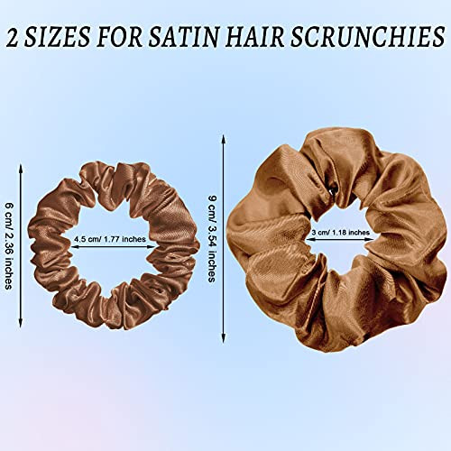 WILLBOND 24 Pieces Satin Hair Scrunchies Silky Elastic Bands Skinny Solid Hair Ties Ropes Ponytail Holder for Women Head