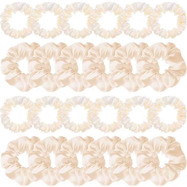 WILLBOND 24 Pieces Satin Hair Scrunchies Silky Elastic Bands Skinny Solid Hair Ties Ropes Ponytail Holder for Women Head