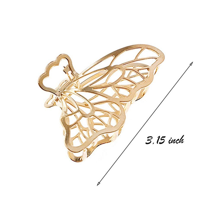 Large Metal Hair Claw Clips Butterfly Barrette Nonslip Hollow Jaw Clamp Clips Hairpins for Women and Girls Gold Silver