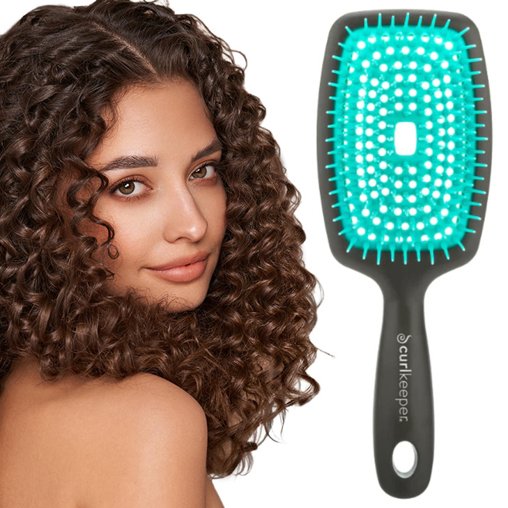 Curl Keeper Flexy Hair Brush Turquoise Detangling Hair Brush with Flexible Bristles for Shower Use Combing Through Curls