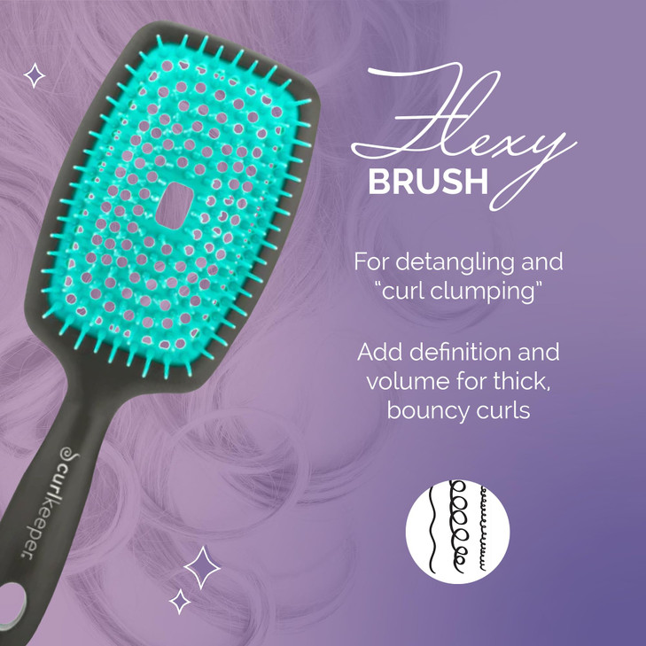 Curl Keeper Flexy Hair Brush Turquoise Detangling Hair Brush with Flexible Bristles for Shower Use Combing Through Curls