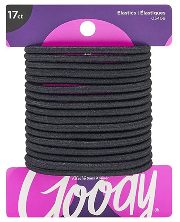 Goody Ouchless Hair Elastics No Pull No Breakage TangleFree Hold for Thick Curly Coily Textured Hair 17 Count Black Long