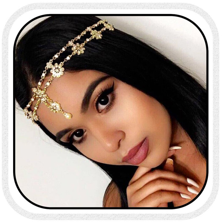 Unsutuo Hair Jewelry Head Chain Wedding Bohemian Floral Headband Elastic for Women