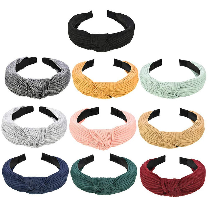 Emoly Upgraded 10 Pieces Wide Headbands Knot Turban Headband Hair Band Elastic Hair Accessories for Women 10 Colors