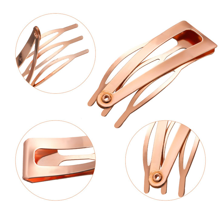 Chinco 24 Pcs Double Grip Hair Clips Metal Snap Clips Women Barrettes for Hair Making Salon SuppliesRose Gold2 Inch
