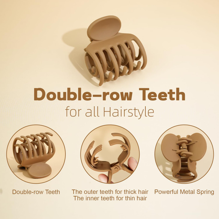 Medium Hair Clips for Thin Fine Hair 15 Small Claw Hair Clips for Women and Girls Matte Double Row Jaw Clip Non Slip Hai