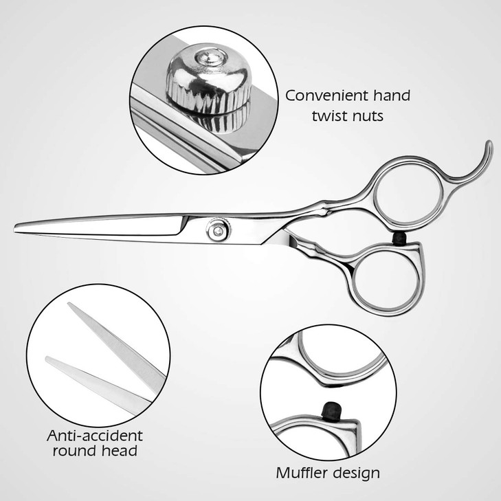 Hair Cutting Scissors Professional Home Haircutting BarberSalon Thinning Shears Kit with Comb and Case for MenWomen Silv