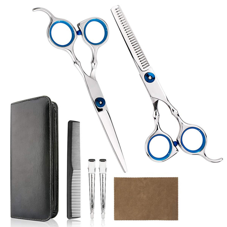Professional Home Hair Cutting Kit Home Haircutting Scissors Barber Salon Home Thinning Shears Kit with Comb and Case fo