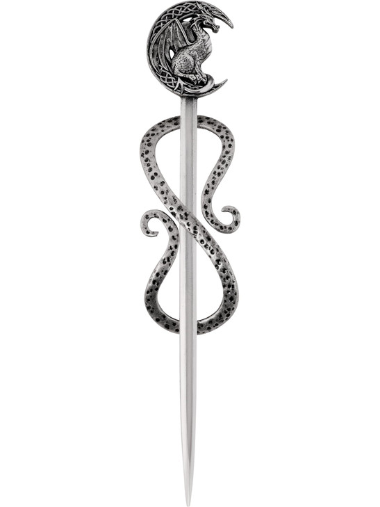 HAQUIL Dragon Crescent Moon Hairpin Metal Alloy Hair Accessory with Antique Silver Finish Viking Dragon on Moon Hair Pin
