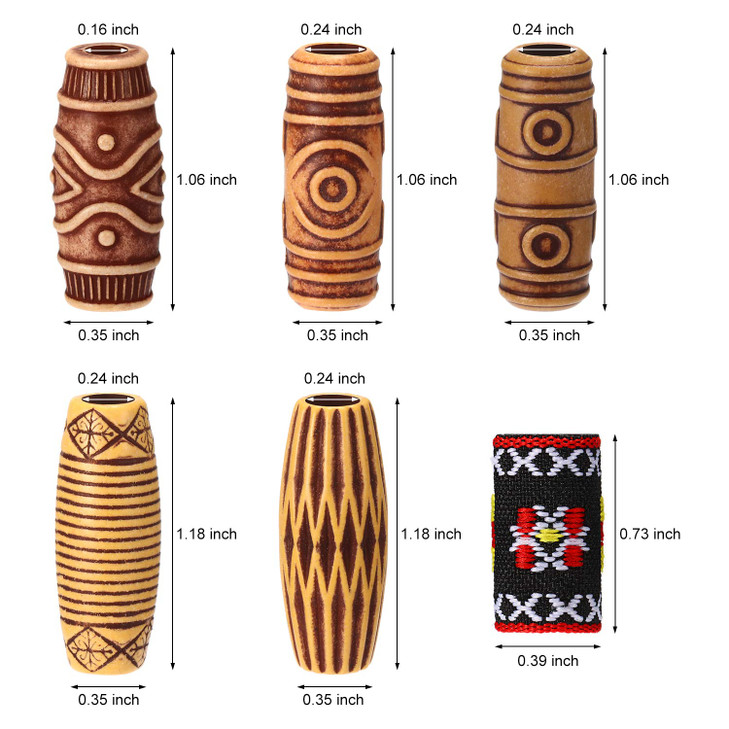 WILLBOND 27 Pcs Wooden Fabric Dreadlock Beads Tube Beads for Hair Braids Jewelry for Hair Beard Ornament for Women Men D