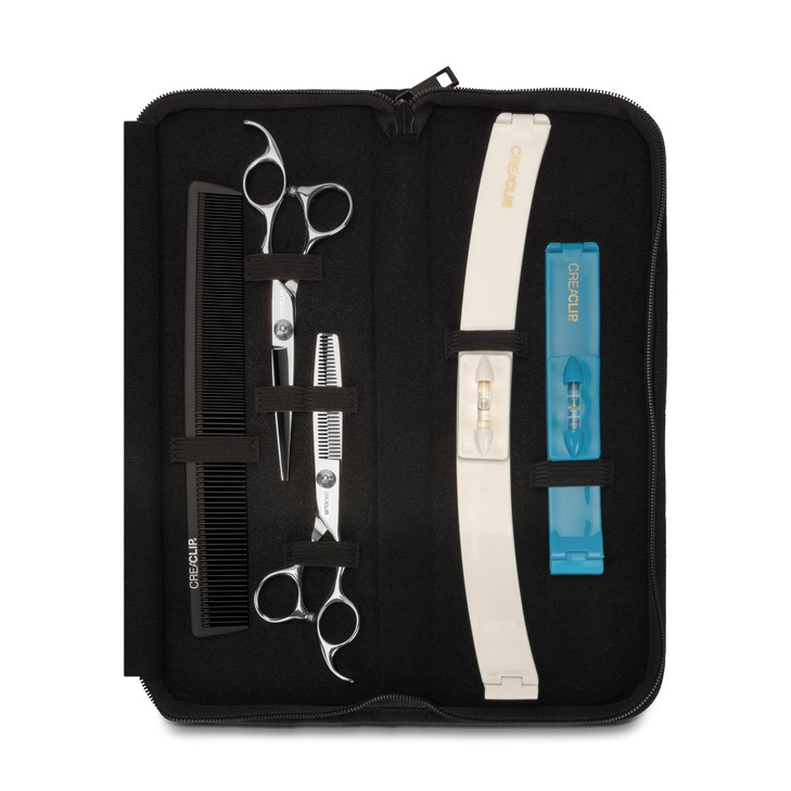CreaProducts Original CreaClip Case and Hair Scissors Hair Cutting Tool Hair Cutting Shears Thinning Scissors Hair Comb