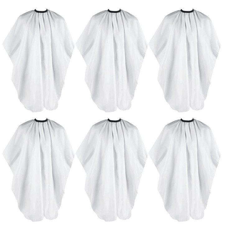 Jeyiour 6 Pieces White Barber Cape Professional Hair Cutting Salon Cape with Adjustable Snaps for Haircuts Coloring Adul