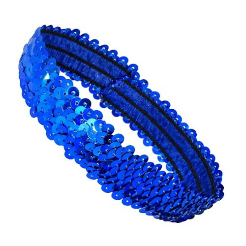 Mandala Crafts Assorted Color Glitter Sequin Headbands for Women 12Pack Elastic Sparkle Bands for Disco Dance Carnival P