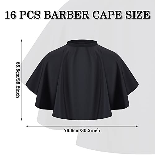 Wesiti 16 Pcs Short Makeup Cape for Women Men Black Waterproof Nylon Hair Cutting Cape Salon Hair Apron Beard Shorty Smo