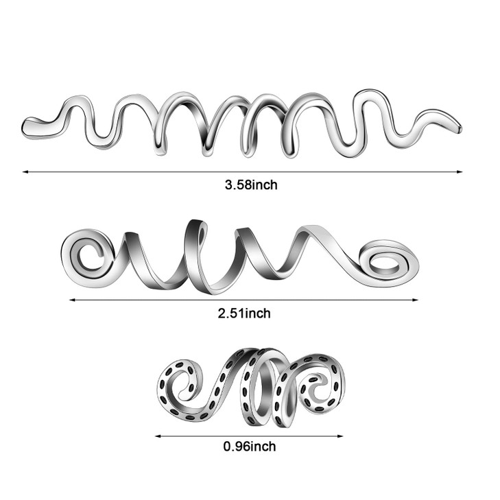 12 Pcs Braid Hair Accessories Celtic Hair Jewelry Alloy Dreadlock Loc Coil Jewel Snake Hair Clips for Women Silver Vinta