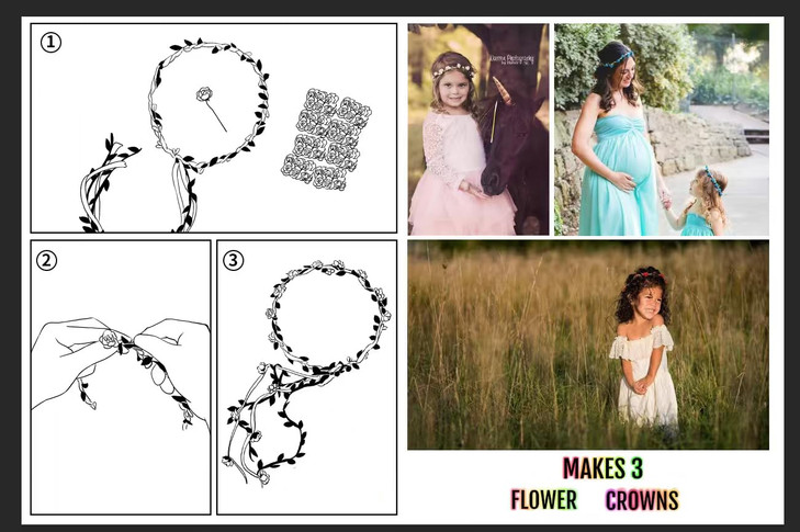 DDazzling Flower Crown Floral Wreath Headband Floral Garland Headbands Photo PropsRose Flower Crown Kit 3 Piece Ivory