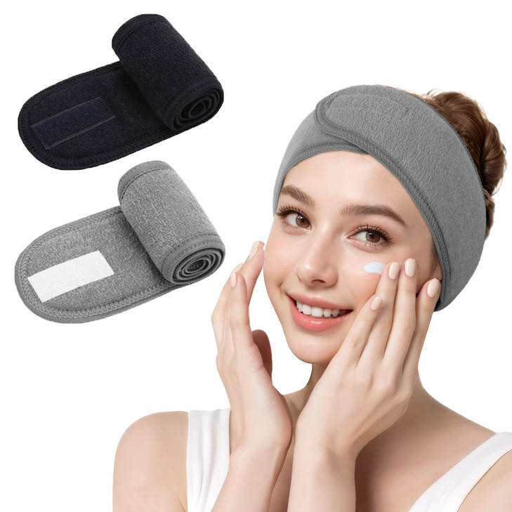 LADES Spa Facial Headband for Women Soft Terry Cloth with Adjustable Hook and Loop Comfortable Secure Fit for Skincare M