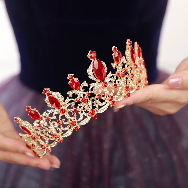 JWICOS Tiara and Crown for Women and Brides Crystal Headbands Tiara Queen Crown Hair Accessories for Birthday Bride Brid