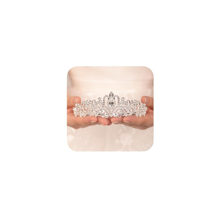 JWICOS Silver Crystal Tiara Crown for Women and Brides Elegant Princess Headband Crown with Combs for Wedding Prom Birth