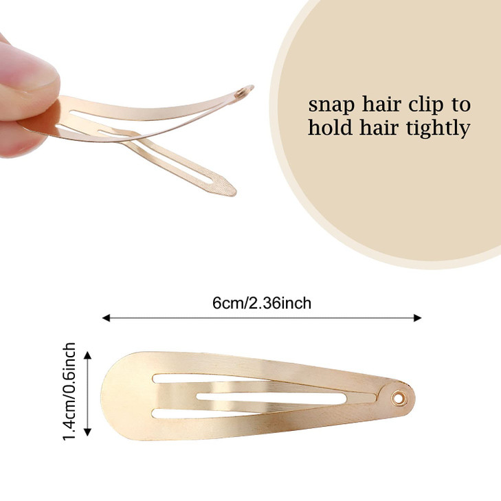 Lawie 100 Pack Bulk 236 Inch 6 CM Silver Gold Black Snap Metal Hair Clips Barrettes Hairpins Clips Thin Fine Bang Hair H
