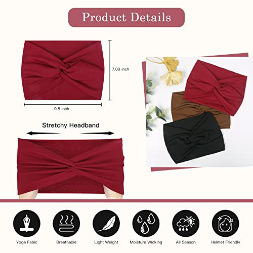 Tobeffect 7 Extra Wide Headbands for Women Large Thick Turban Head Wrap Headband Boho Bandana Head Bands for Womens Hair