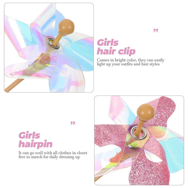 Lurrose Sequins Hair Clip Pinwheel Hair Barrettes for Girls Colorful Windmill Accessories for Birthday Party Daily Wear