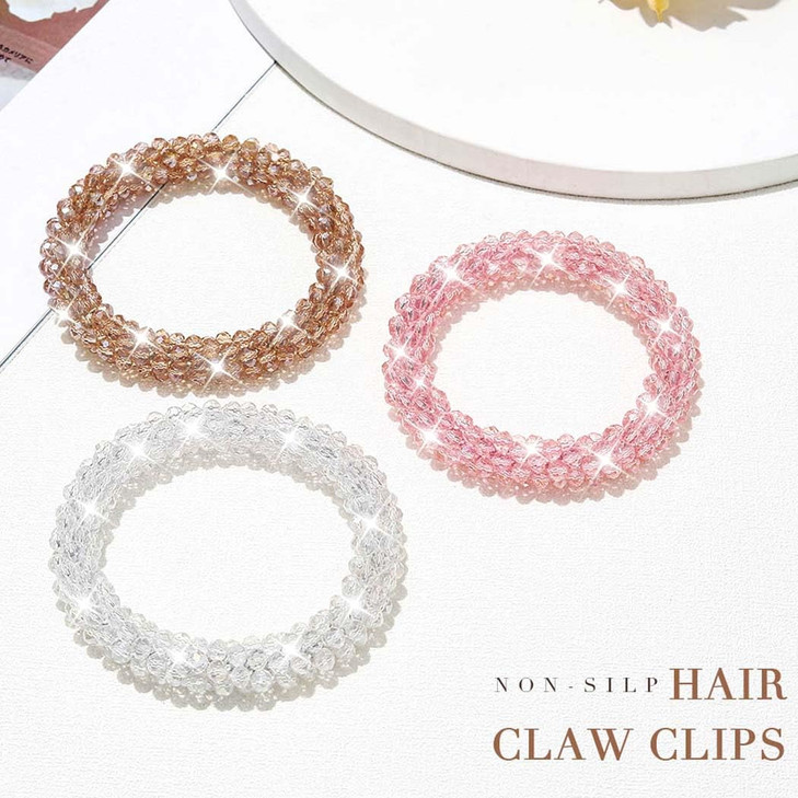 Fashey Rhinestone Hair Tie Fancy Ponytail Holders Sparkly Beaded Scrunchies Hair Accessories for Women Type B