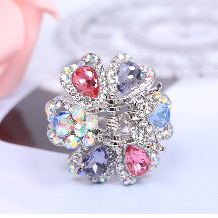 Ruihfas 4Pcs Fantastic Women Girls Crystal Bangs Clips Bridal Wedding Mini Hair Claw Clip Hair Pin 118098 inch