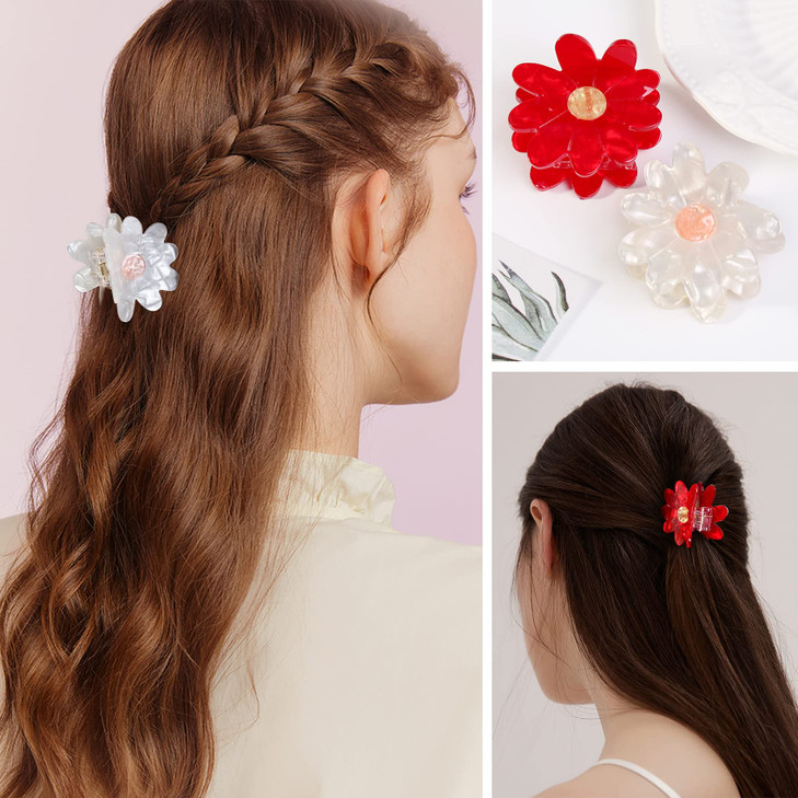 Jayongnee 4 PCS flower Hair Claw Clips for Women NonSlip Hair Clamps for Thin or Thick Hair Cute flower Hair Accessories