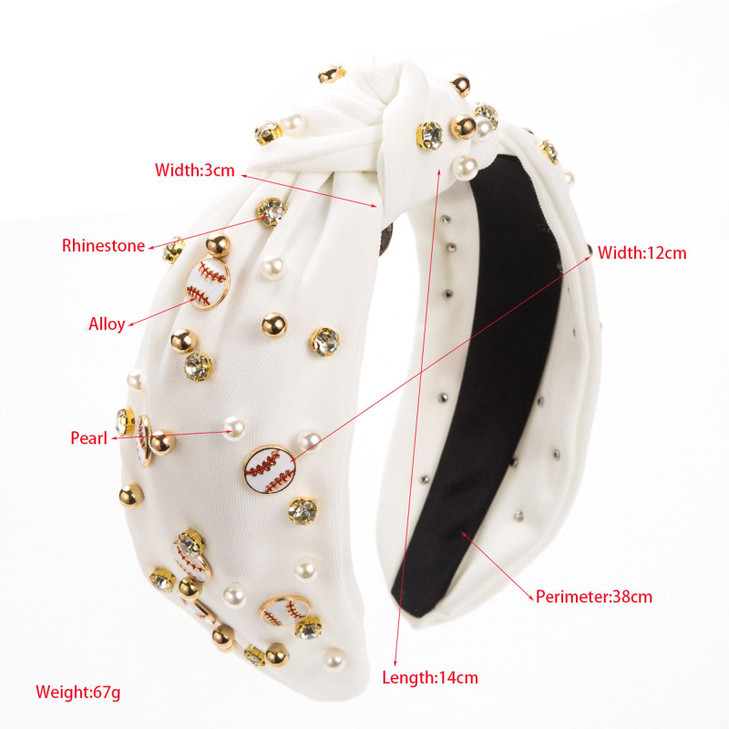 Radiate Elegance With Pearl Embellished Headband for Women Fashion Baseball Pearl Rhinestone Jeweled Knotted Headband fo