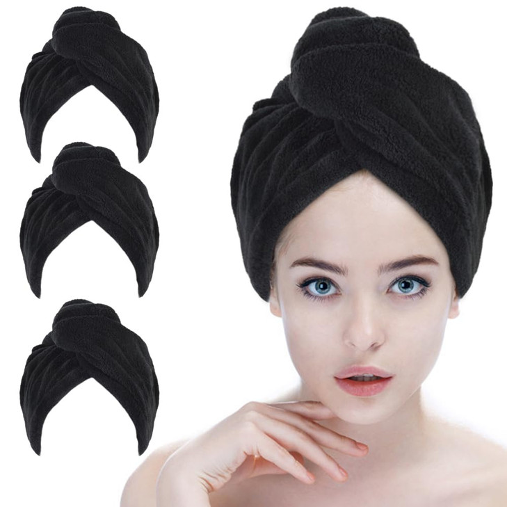SINLAND Microfiber Hair Drying Cap Hair Towel Turban Twist for Women Fast Drying Towels Head Turban Absorbent Soft Light