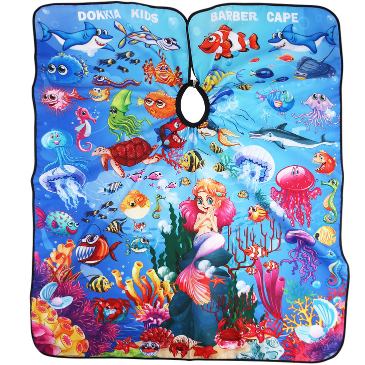 DOKKIA Barber Hair Cutting Cape Kids Children Toddler Boys Girls Hairdressing Salon Styling Cloth Apron Cover Gown Sea W