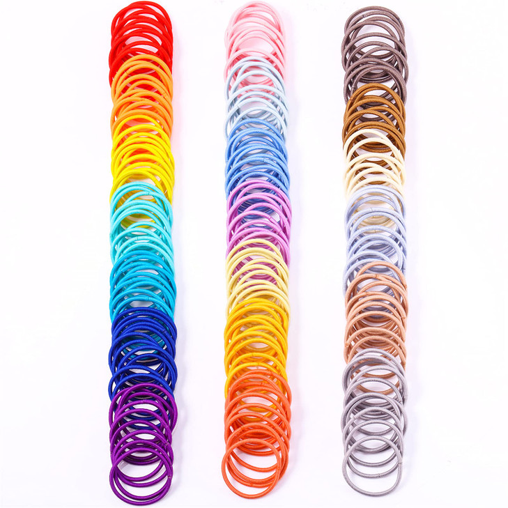 TecUnite 200 Pieces Multicolor Hair Ties Nometal Hair Elastics Bulk Rubber Bands Ties Ponytail Holders Bands for WomenCu