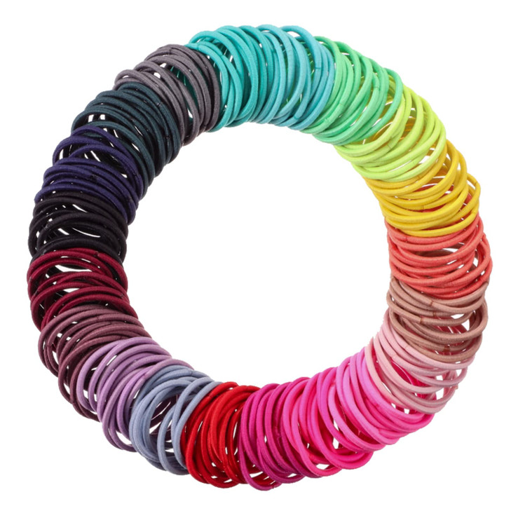 TecUnite 200 Pcs 1inch Colorful Rubber Elastic Hair Ties Small Bulk for Women Mini Ponytail Holders Rainbow Hairbands Me