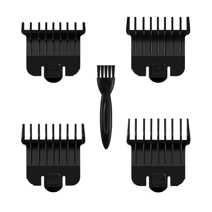 4 Pack T Outliners Guards Compatible with Andis 04710 and 04521 SnapOn Attachment 116 to 38 for Close Trimming Black