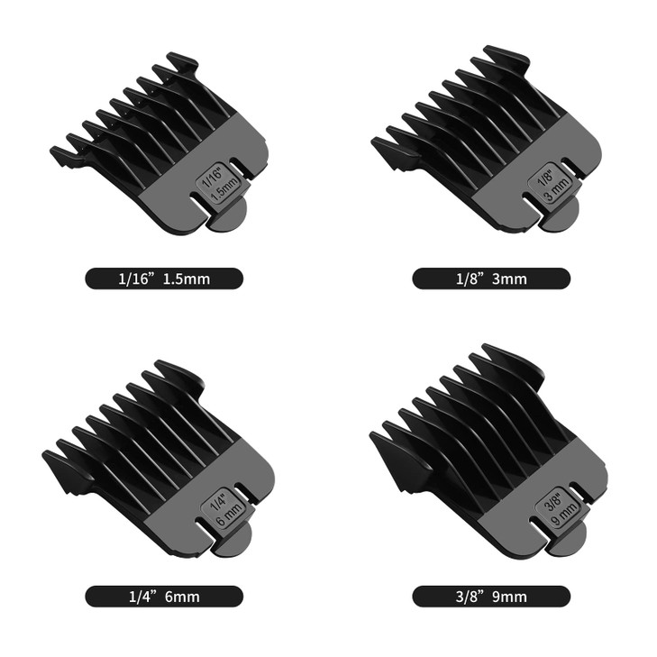 4 Pack T Outliners Guards Compatible with Andis 04710 and 04521 SnapOn Attachment 116 to 38 for Close Trimming Black