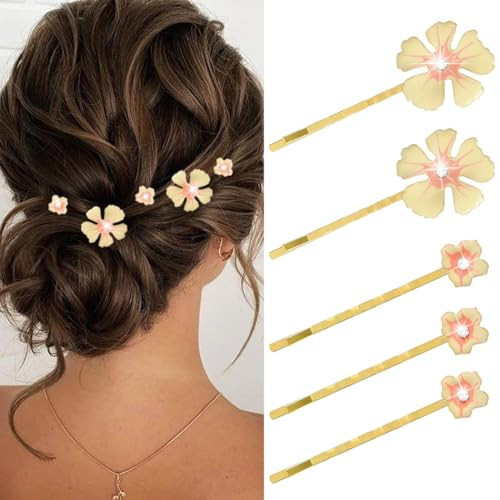 BARTOSI Flower Hair Clips Gold Hair Pins Floral Decorative Bobby Pins Bride Wedding Hair Accessories for Women and Girls
