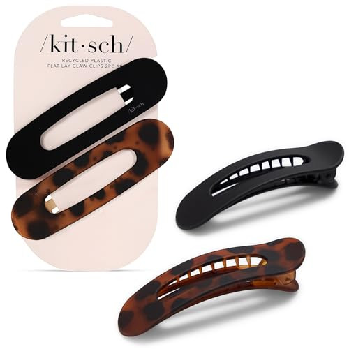 Kitsch Flat Hair Clips for Women Strong Hold No Slip Grip Flat Claw Clips For Secure and Comfortable Look Durable Recycl